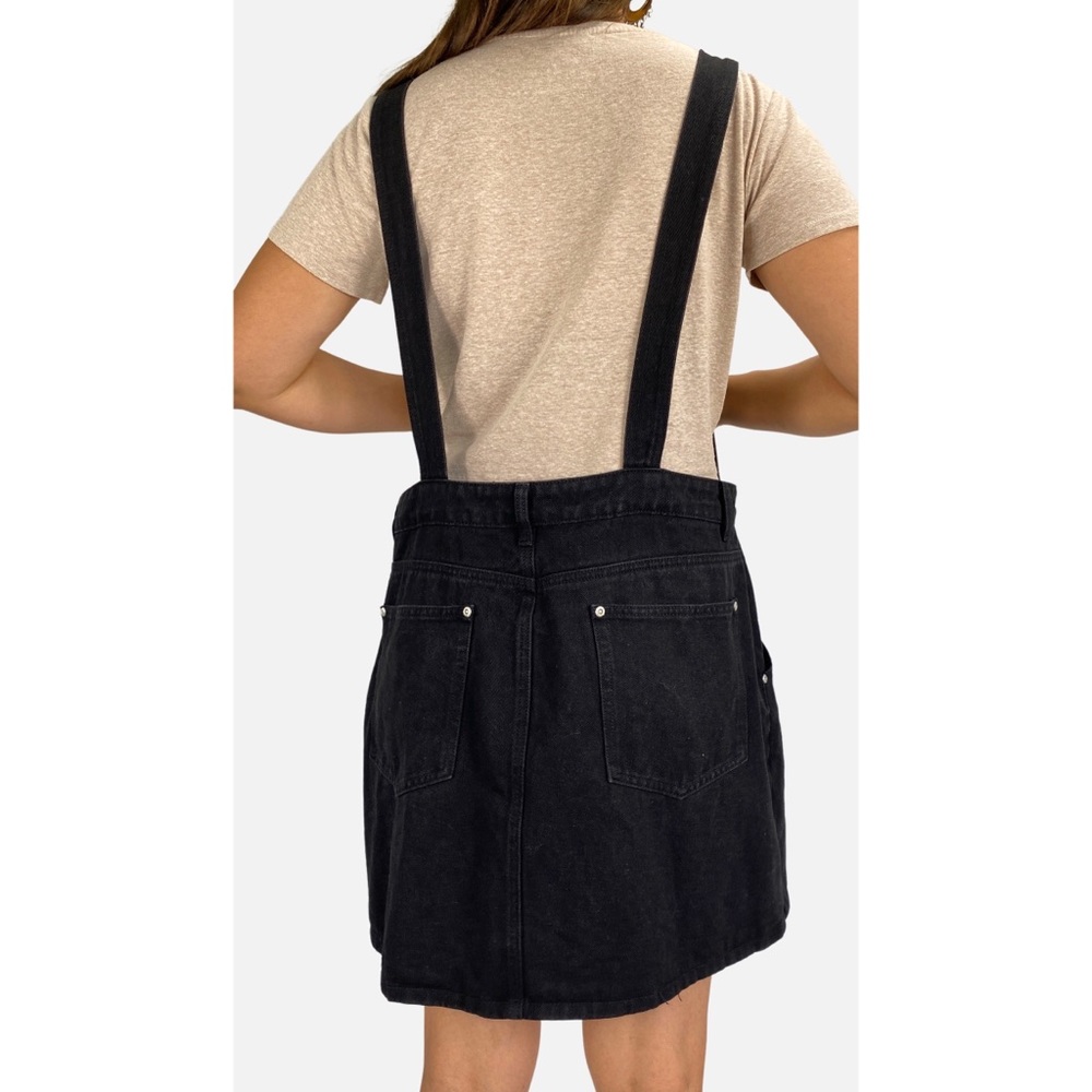 BOOHOO Black Denim Convertible Strap Overall Dungaree Dress Plus Size AU 18 - Picture 3 of 13